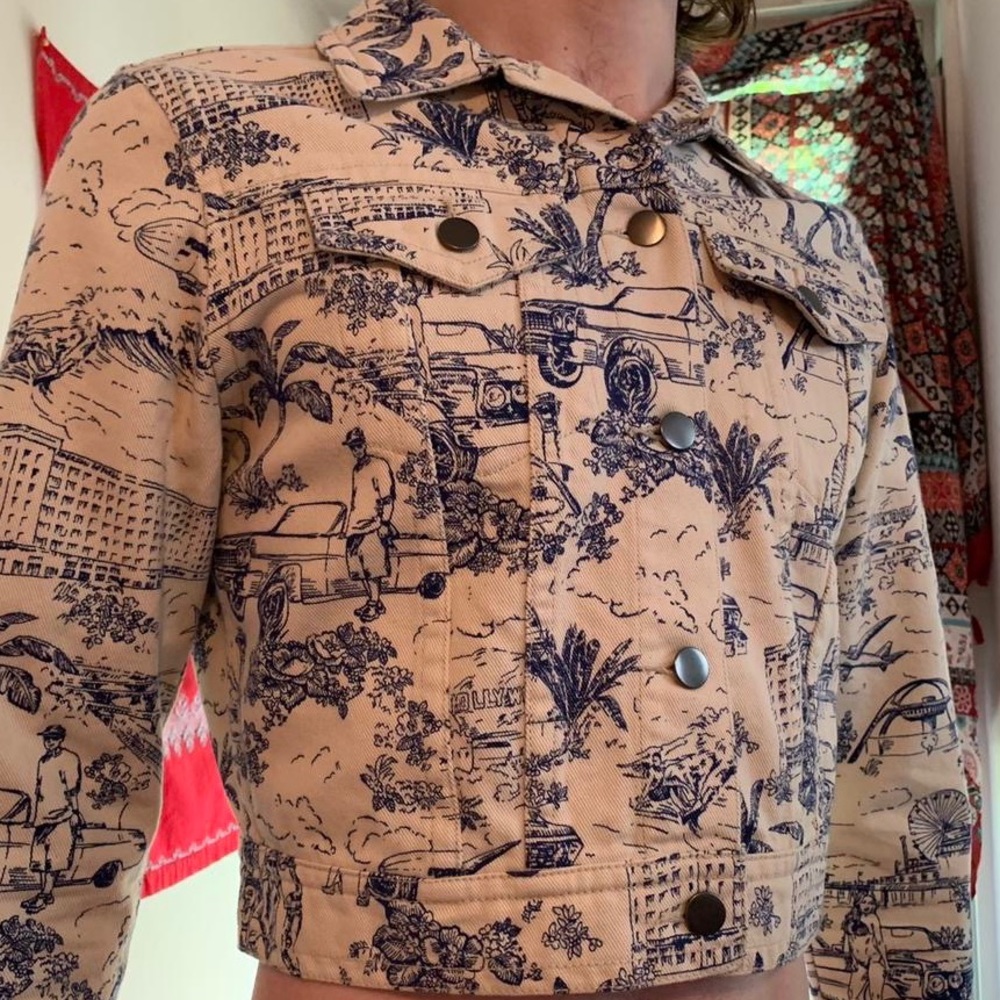 American Apparel Scenic Patterned Denim Jacket